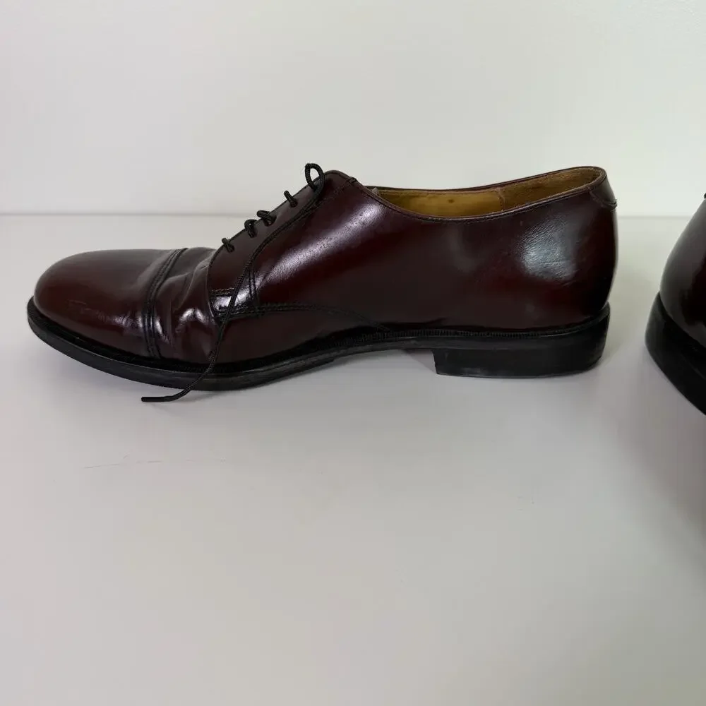Vintage Cole Haan Burgundy Leather Cap Toe Derby Mens 11D Classic Dress Shoe USA